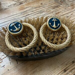 Nautical Anchor Gold and Blue Earrings